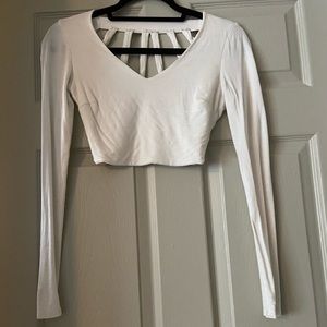White, Long Sleeve Crop with Open Back